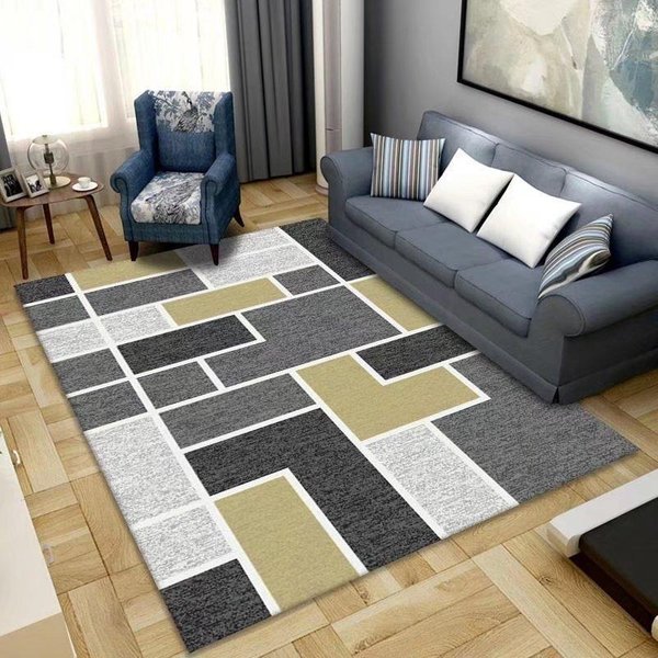 Alfombras GeoméTricas NóRdicas Para Dormitorio Alfombras De ÁRea Grande Para Sala De Estar Felpa Antideslizante Felpudo Para Vestidor Rectangular Suave Alfombra Para Sala De Estar 60*90Cm-image