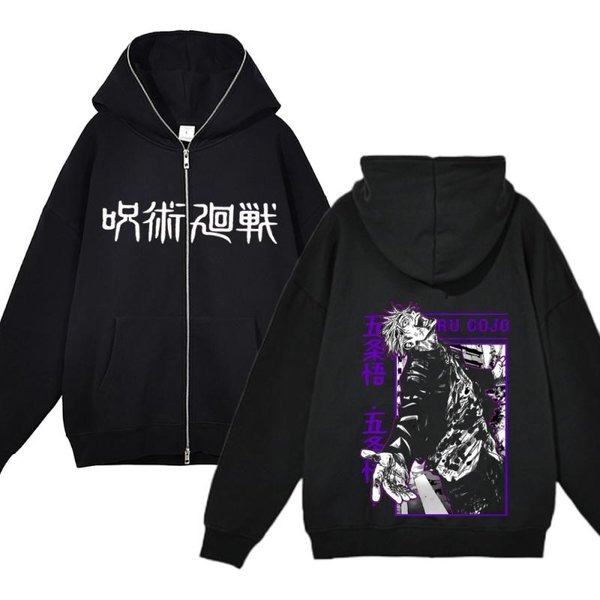 Anime Jujutsu Kaisen Chaquetas Con Cremallera Completa Sudaderas Con Estampado De Satoru Gojo Ropa De Calle Harajuku Sudaderas Con Capucha Para Hombres Ropa De Gran TamañO Y2K L-image