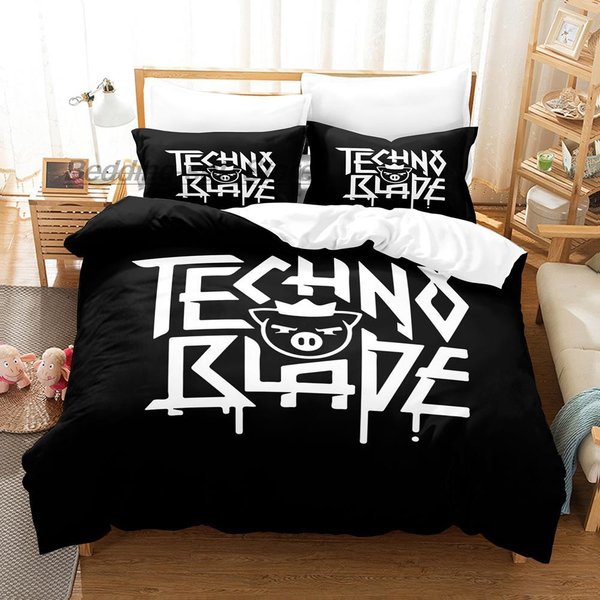 PośCiel Technoblade Pojedyncza Twin PełNa Queen King Rozmiar Zestaw PośCieli Sypialnia DorosłEgo Dziecka Zestawy Poszewek Na KołDrę 3D Anime Zestaw PrześCieradeł EU Single(135X200Cm)-image