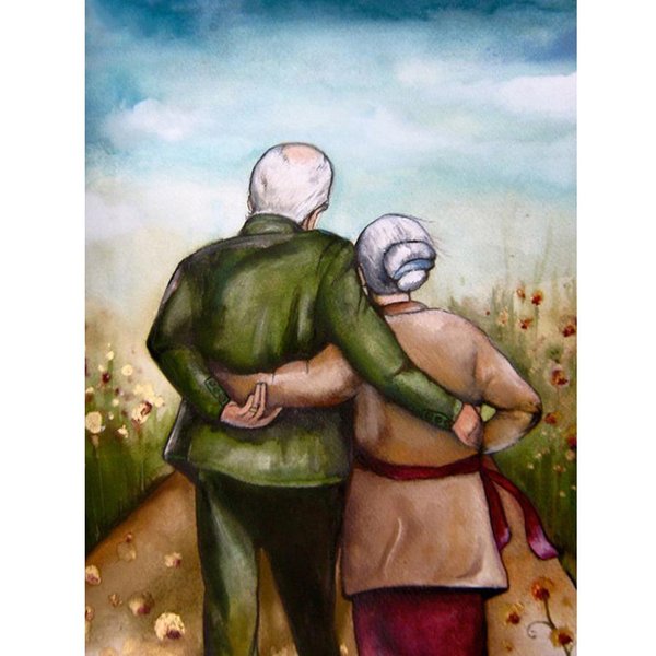 Pintura De Diamante 5D Diy, Bordado De Pareja De Ancianos, Punto De Cruz, Mosaico De Diamantes De ImitacióN, DecoracióN Del Hogar 30X40CM-image