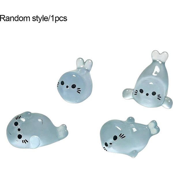 ŚWiecąCe Mini Figurki Foki 1/5 Szt. ŚWiecąCe W CiemnośCi ŻYwiczne ZwierzęTa Morskie Miniaturowe Do RęKodziełA Dekoracji Ogrodu Akcesoria Gray-image