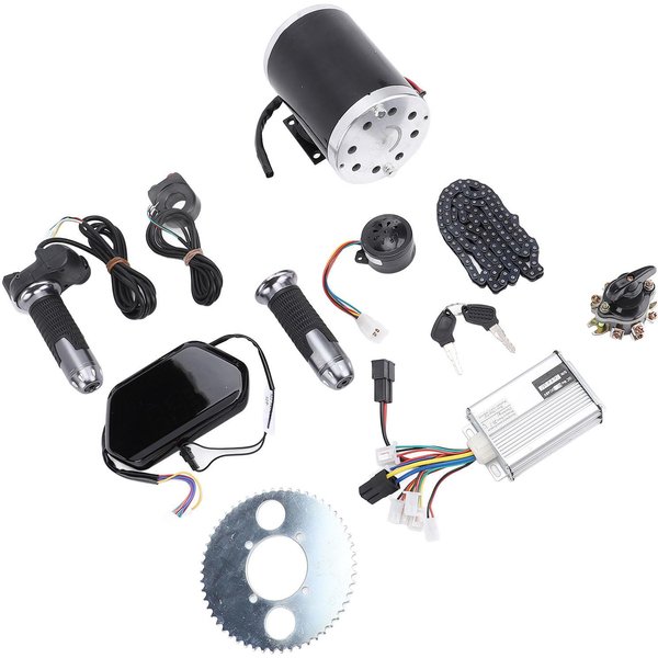 Kit De Motor EléCtrico Con Escobillas De 48V 1000W Corriente Directa DIY Controlador De Motor Con Escobillas Pantalla Con PiñóN Cadena Acelerador-image