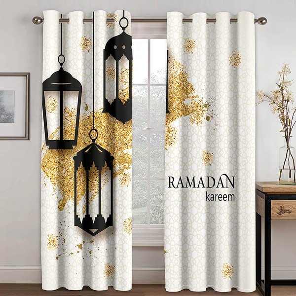 RamadáN MusulmáN Bohemio Festival Cortinas Modernas Para Sala De Estar Tratamientos De Ventana De Lujo Dormitorio Cocina Cortinas Visillos 100W160H(Cm)40X63In&Grommet Top-image