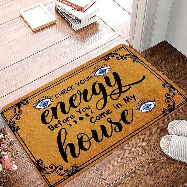 Sprawdź Swoją Energię Przed WejśCiem Do Mojego Domu Mata Pod Drzwi, AntypośLizgowa Mata PodłOgowa Dywan Do Domu Salonu Sypialni Kuchni 40X60Cm-image