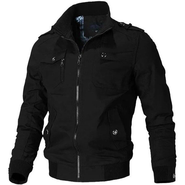 Kurtka MęSka Casual Fashion Kurtka ZewnęTrzna MęSka Kurtka MęSka Wiosna Jesień 2022 Nowy Stand Up Slim Wojskowa Kurtka Bomber MężCzyźNi Xxxl Czarny-image