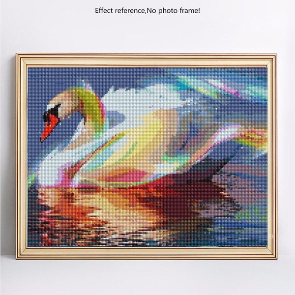 Pintura De Diamantes 5D Taladro Completo Redondo Animales Bordado De Diamantes Venta ImáGenes De Cisnes 20X30-image