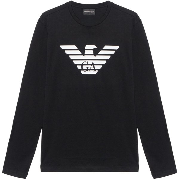 Emporio Armani Camiseta De Manga Larga Con Cuello Redondo Y Estampado De Logo De AlgodóN Para Hombre Negro 8N1T64-1JNQZ-0999 M Black-image