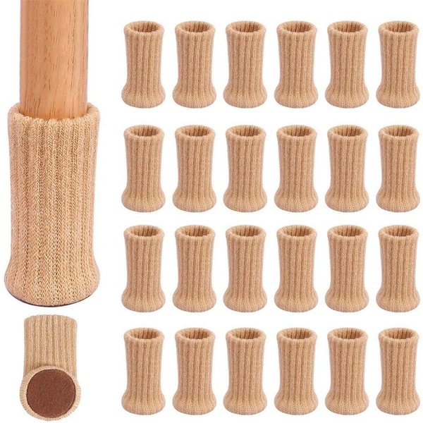 4/8/16/24 Szt. PrążKowane Skarpety Na Nogi Krzeseł Z PodkłAdkami AntypośLizgowymi Do Ochrony PodłOgi 24Pcs Khaki-image