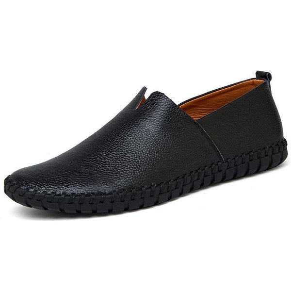 Zapatos Casuales De Cuero Para Hombre, Slip-On, Talla Grande (Tallas 48-50) 42 Black-image