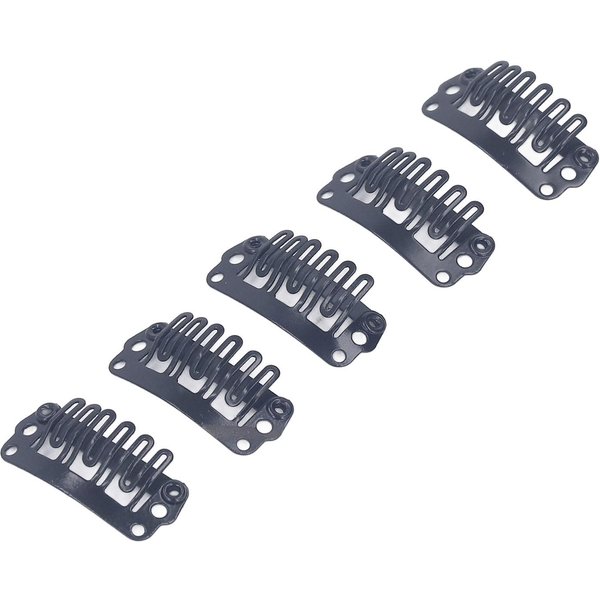 100 Piezas 2.3Cm Forma De U Clips Para Pelucas 6 Dientes De Peine Acero Inoxidable Accesorios Negros Para Pelucas Clips De Peine A PresióN Gray-image