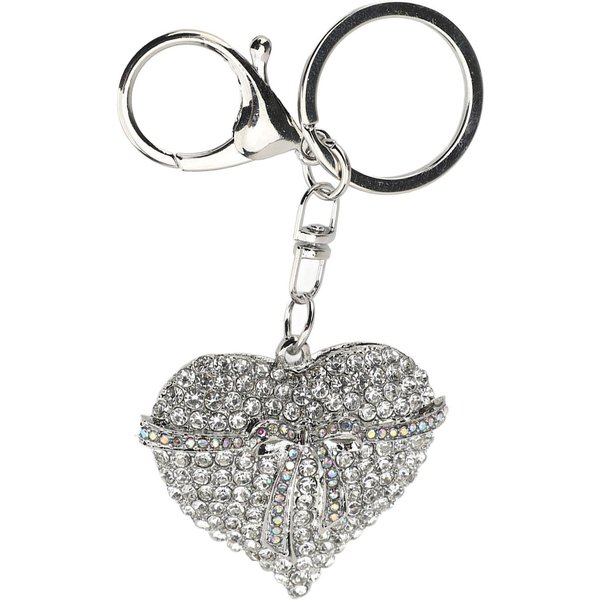 Llavero Con Forma De CorazóN De PedreríA AleacióN De Zinc Lindo Brillo Llavero Decorativo Para Bolso Color Gray-image