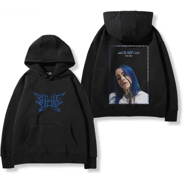 2026 Nowa Bluza Z Kapturem Billie Eilish Dla MężCzyzn I Kobiet Polarowa AmerykańSka Codzienna MięKka BawełNiana Bluza Z Kapturem LuźNa Przytulna I Wszechstronna M Black-image