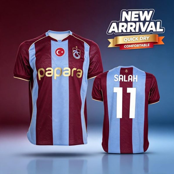 26-27 Trabzonspor Salah Koszulka PiłKarska, MęSka Letnia Nowa Koszulka Sportowa 3D, OddychająCa SzybkoschnąCa Bluza Treningowa XL-image