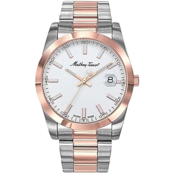 Reloj De Hombre Mathey-Tissot Mathy I Bicolor Acero Inoxidable Esfera Blanca Cuarzo H450RA Blanco-image