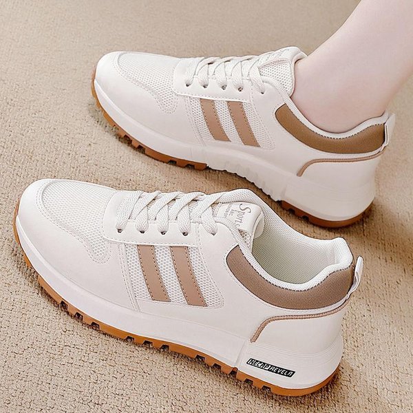 Nuevas Zapatillas Deportivas Para Mujer Verano Nueva Malla Transpirable CóModas Y VersáTiles Casuales Ligeras Suela Suave Zapatillas Papá 40 White-image