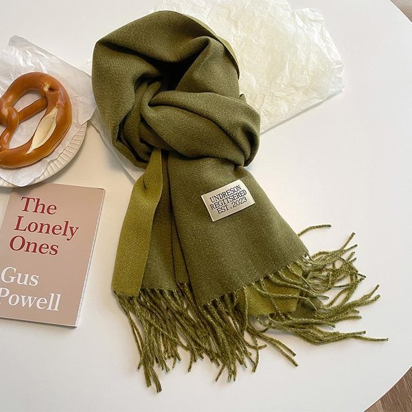 Zimowy Kaszmirowy Damski Szalik Damskie Luksusowe Szale Damska FręDzle Bandana Damska Jednolity Szal Chusty Foulard Szalik Pashmina 200X70Cm Beige-image