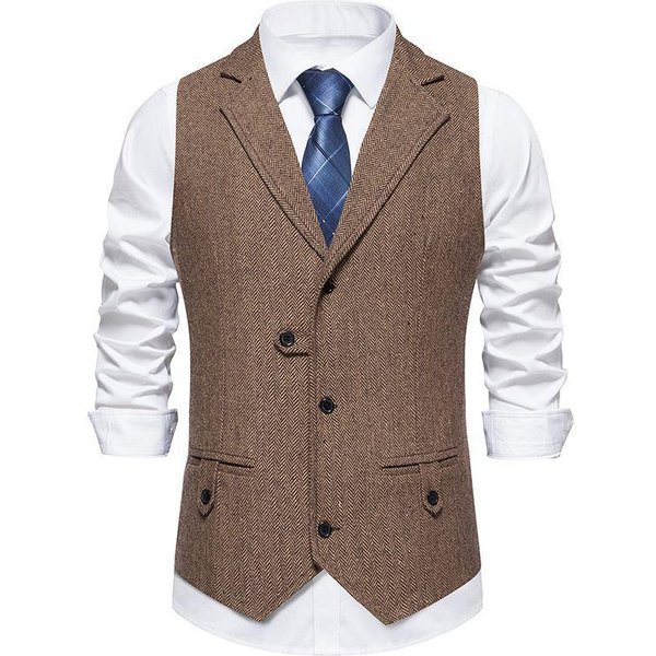 Nuevo Chaleco De Traje Para Hombre Retro Con Solapa De Un Solo BotóN 2XL-image
