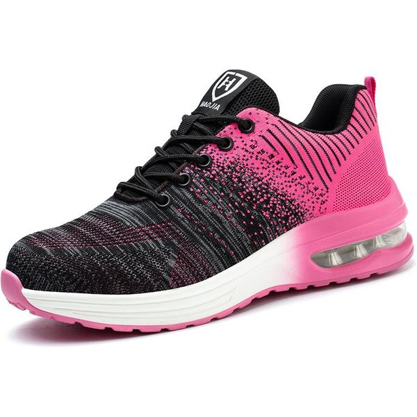 Zapatos De Seguridad Para El Trabajo Hombres Mujeres AmortiguacióN De Aire Ligeros Zapatillas De Trabajo Zapatos Con Puntera De Acero Transpirables Botas De Seguridad Calzado 35 Color Rosa-image