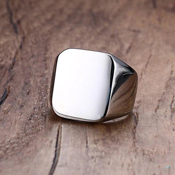 Anillo De Sello Con Iniciales Retro Para Hombre, Sello Pesado Voluminoso, Banda Masculina, JoyeríA Con Letras De Acero Inoxidable 9 White-image