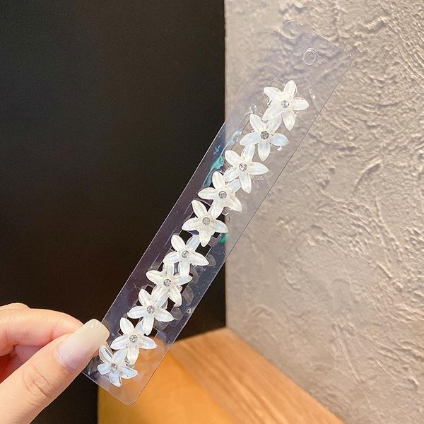 10Pcs Lindo Tejido PequeñA Flor Pinza Para El Cabello, Mini Pinza Para El Cabello, Tocado Dulce Y Elegante Con DecoracióN Lateral Accesorios Para El Cabello Size Fits All Blanco-image