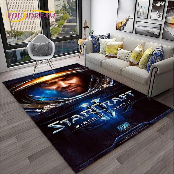 Starcraft Gra Retro 3D Dywanik Gamerowy Do Domu Salonu Sypialni Kanapy Wycieraczka Dekoracja, Dywanik Do Strefy Zabaw Dla Dzieci Mat PodłOgowy AntypośLizgowy 60*90Cm-image