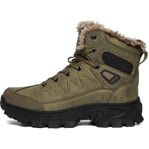 Botas De Senderismo Para Hombre Para Exterior Invierno Hombre CáLidas Felpa Botas De Nieve Hombre Impermeables Botines Cuero Zapatos De Senderismo Trekking Para Exterior 45-image