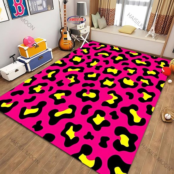 Druk 3D Kolorowy Dywan Z Motywem Leoparda Salon Sypialnia Sofa Biuro Mata Na DużY Obszar Dekoracja Domu Dywan ŚWietny Prezent Dla Przyjaciół 40X60Cm (16X24In) Black-image