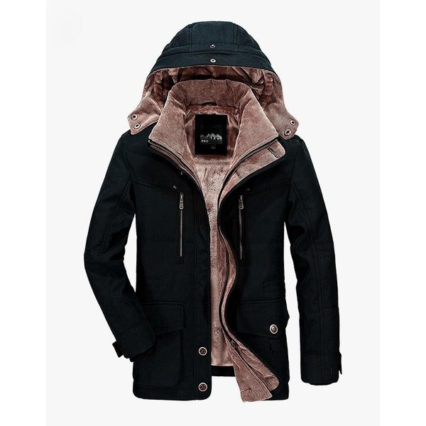 Abrigo De AlgodóN Para Hombre, Abrigo De AlgodóN Grueso De Terciopelo De Longitud Media Para Invierno, Chaqueta Informal De AlgodóN Para JóVenes 7XL Black-image