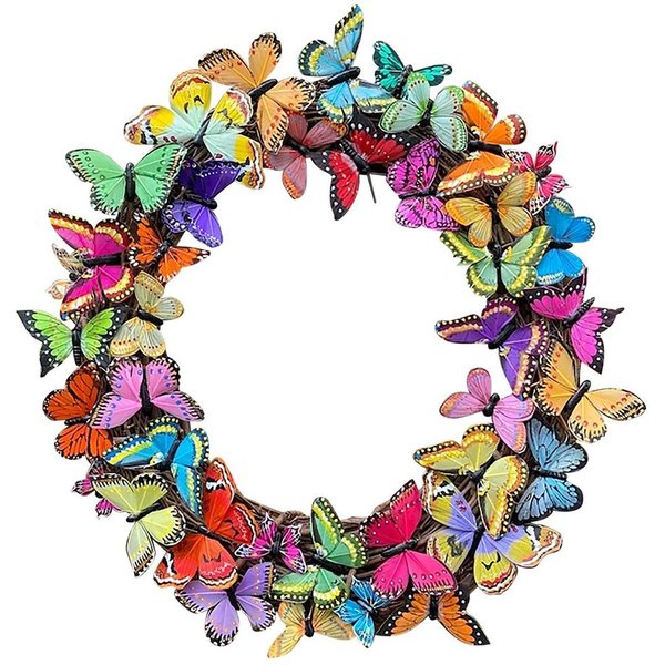 Corona De Mariposas Artificiales Decorativa Para Exteriores Corona De Bienvenida Para Puerta Principal Pared Ventana Primavera-image