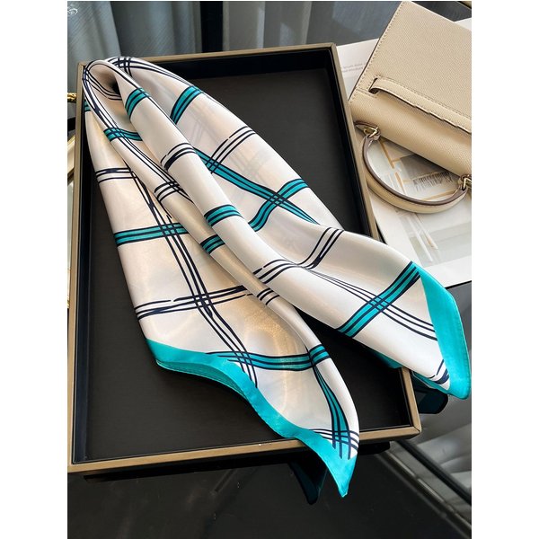 Wiosna Lato Jedwabny Szalik Damski Luksusowy WzóR Szalik Jedwabny GłAdki Szalik MięKki MuzułMańSki Turban Szal PlażOwy 70X70Cm White-image