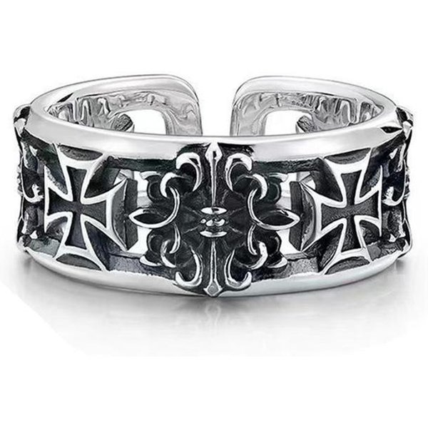 Anillo Abierto De Cruz Vintage Para Hombre Estilo GóTico Punk Retro Hip-Hop Punk Ajustable Anillo Para Dedo Regalo Para Amigos Amante Gray-image