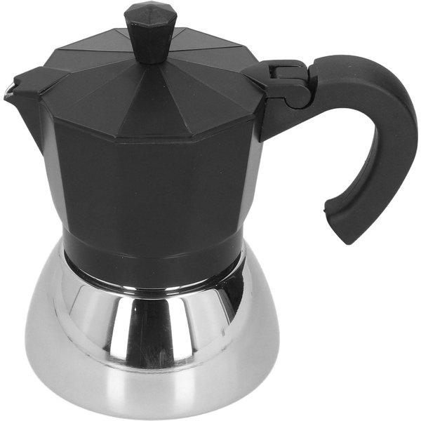 Cafetera Italiana Octogonal De Aluminio De 180 Ml Para 4 Tazas, Cafetera Moka Para El Hogar, Color Negro Negro-image