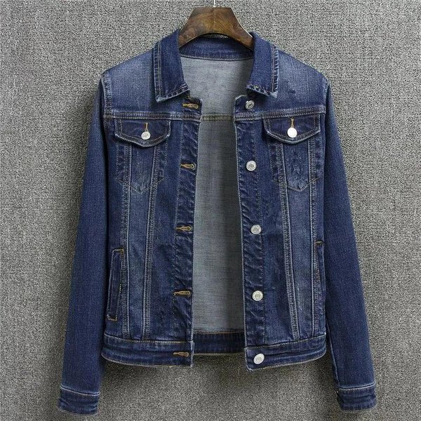 Denim Jacket Women Plus Rozmiar 5XL Basic Jeans Jacket Coats Bleach Full Sleeves Single Breast Women 4XL-image