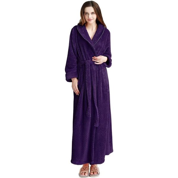 Bata De BañO Larga Y Holgada Con Capucha Para Mujer, Bata De BañO Gruesa De Invierno, De Franela De Felpa, CáLida Y CóModa, Para Dormir XL Rojo-image