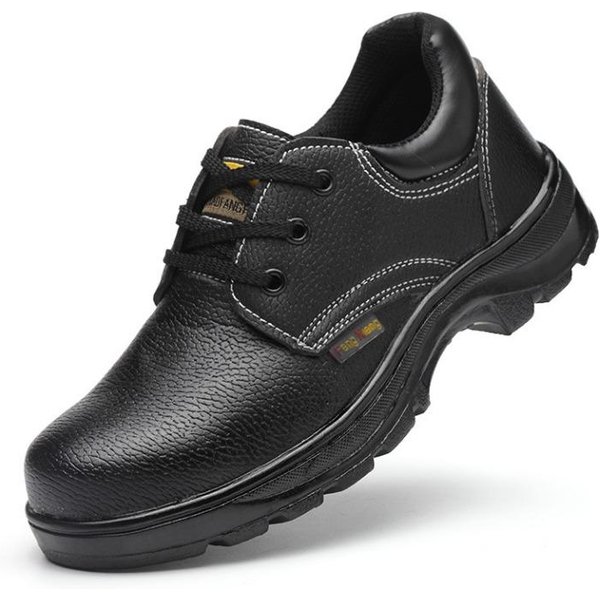 Zapatos Ligeros De Seguro Laboral Para Hombre, Zapatos De Seguridad Protectores De Cuero, Cabeza De Acero Anti-Aplastamiento, Transpirables Y Resistentes Al Desgaste 46 Black-image