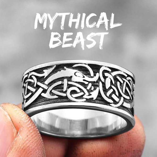 Anillos Para Hombre De Acero Inoxidable Con TóTem De DragóN Chino Vintage Punk Moderno Para Novio JoyeríA Biker Regalo De Creatividad 11 White-image