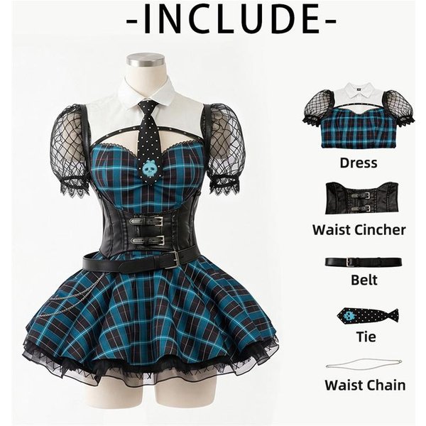 Anime Gotycka Lolita Szkielet Duch Cosplay Sukienka Kostium Czaszka Mundurek Szkolny Halloween Karnawał Impreza Odzież Do Odgrywania RóL XS-image