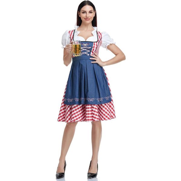 Niemiecka Bawarska Sukienka Dirndl Kostium Na Oktoberfest Kostiumowa PokojóWka Piwa 2XL Blue-image