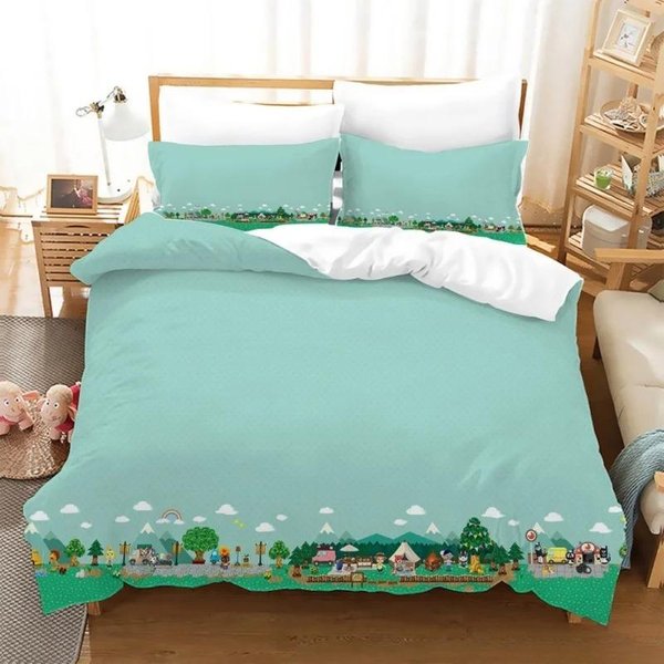 ImpresióN 3D Animal Dibujos Animados Crossing Juego Juego De Cama Doble Twin King Funda NóRdica EdredóN Funda De Almohada NiñOs NiñAs Adultos Dormitorio 70X133Cm 2Pcs-image