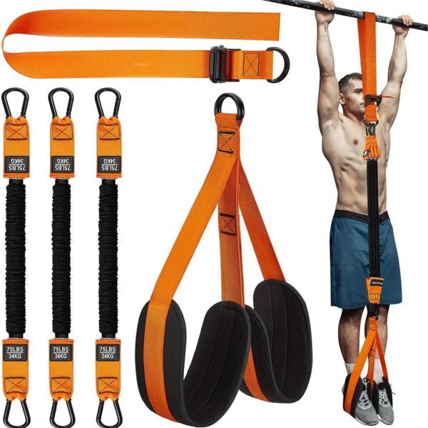 CinturóN Booster Para Dominadas Para Fitness En Interiores Entrenamiento En Barra Horizontal Con Cuerda De TensióN EláStica Y Soporte Auxiliar Orange-image