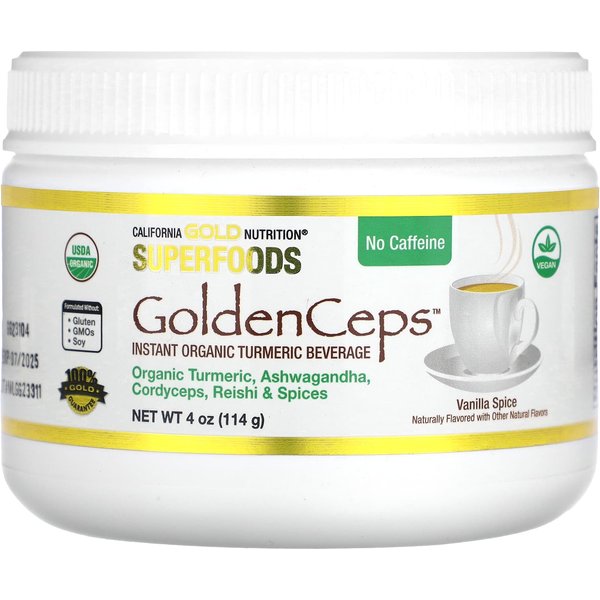 California Gold Nutrition, Superalimentos, Goldenceps, CúRcuma OrgáNica Con AdaptóGenos, 4 Oz (114 Gramos)-image