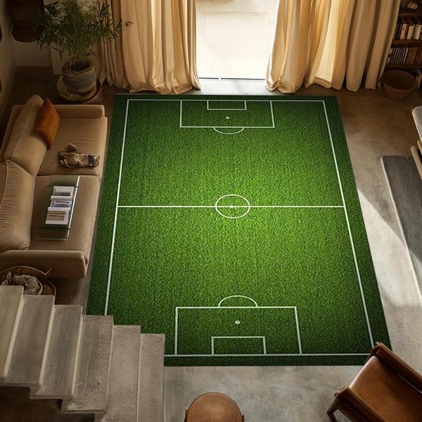 Boisko PiłKarskie Dywanik Sportowy Mata Dywan Dekoracja Domu Salon PiłKa NożNa Zielona Trawa WzóR NieśLizgająCy TrwałY Dekoracja Sypialni 50X80Cm-image