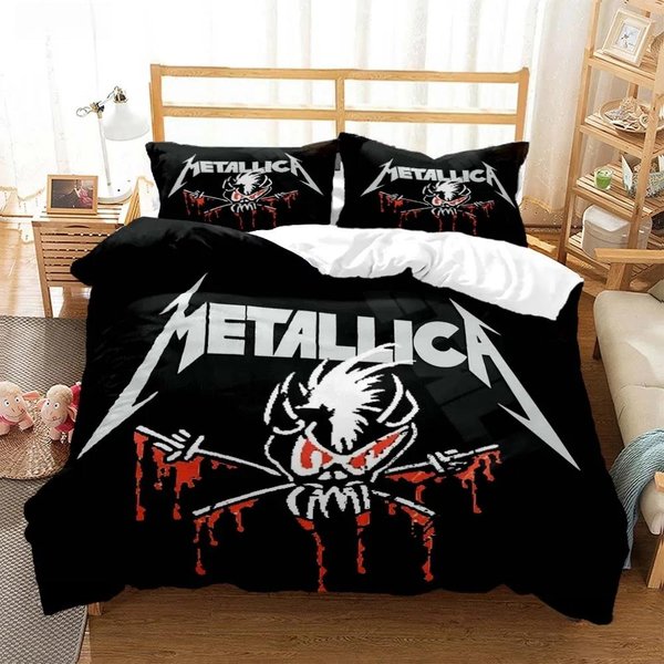 ColeccióN De Ropa De Cama De La Banda De Metal Mmetallica Individual Twin Matrimonial Queen King Size ColeccióN De Camas Dormitorio Adulto NiñO ColeccióN De Fundas NóRdicas Textil Hogar EU Twin 135X200Cm-image