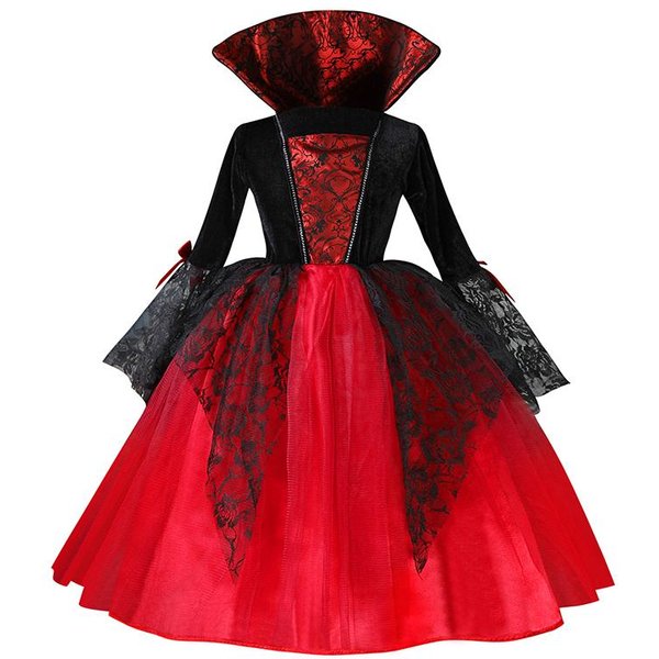 Halloween Dziewczynka Cosplay Wampirzyca Sukienka Dla Dzieci Duch Panna MłOda Kostium Wampira Wampirzy KarnawałOwe Ubrania Scarlet Gotyckie Ubrania 100Cm-image