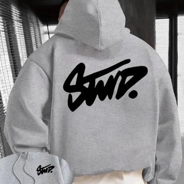 Nueva Sudadera Con Capucha Para Hombre Transfronteriza, Marca De Moda Estampada Estilo Americano, Corte Holgado, Sudadera De Moda Para OtoñO E Invierno. S Blanco-image
