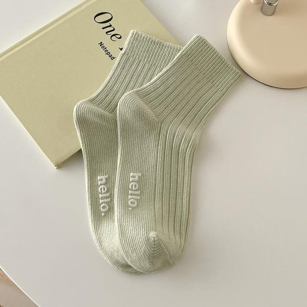 Calcetines Bonitos Para Mujer, Moda OtoñO Invierno, Calcetines De AlgodóN Para Mujer, Suaves, Transpirables, Absorben El Sudor, Calcetines Coloridos Verde-image