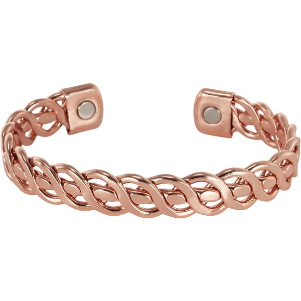 Pulseras De Cobre Puro Trenzadas Hechas A Mano 12 Mm Brazaletes Ajustables Salud EnergíA JoyeríA MagnéTica Alta PuñO Redimensionable Beige-image