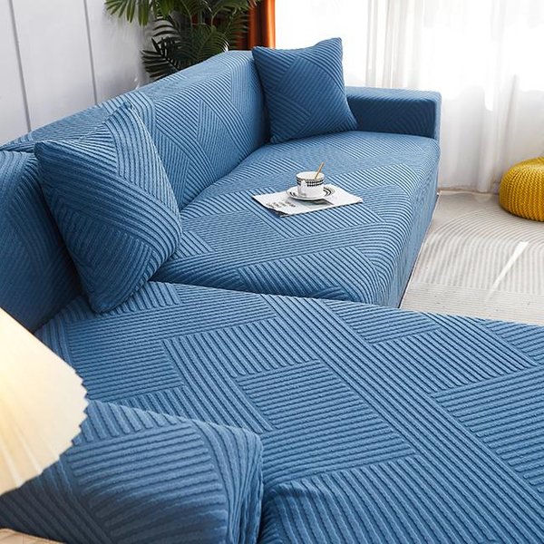 Fundas De Sofá EláSticas De Jacquard, De Color Liso, A Prueba De Polvo, En Forma De L, Para Sala De Estar, Oficina 1 Seater (90-140Cm)-image