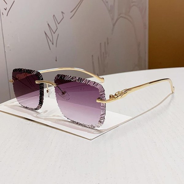 Y2K Vintage Bezoprawkowe Kwadratowe Okulary PrzeciwsłOneczne Luksusowe Designerskie Okulary SłOneczne Punkowe Metalowe CięTe Diamentem Okulary Dla Kobiet MężCzyzn Gray-image