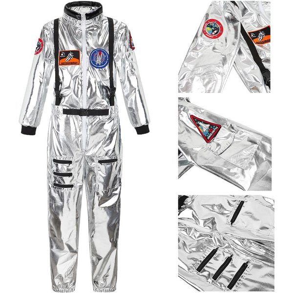 Disfraz De Astronauta Para Hombre Tallas Grandes Disfraces De Halloween Para Parejas Disfraz De Astronauta Mujer Traje Espacial Hombre Del Espacio Mono Plateado M&Other Gray-image